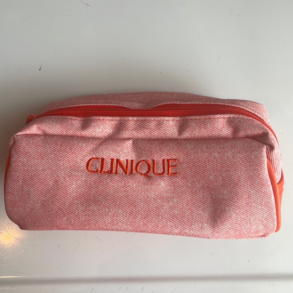 Clinique orange cosmetic bag